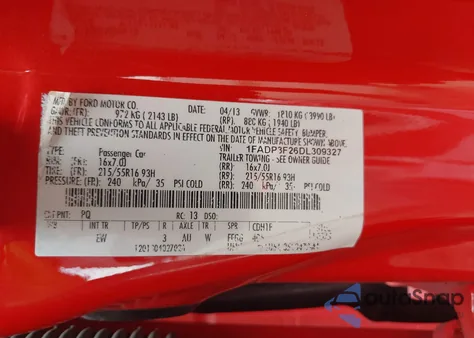 2013 Ford Focus Se from USA, damaged, VIN 1FADP3F26DL309327
